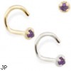 14K Gold nose screw with 1.5mm Amethyst gem