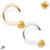 14K Gold nose screw with 1.5mm Citrine gem