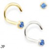 14K Gold nose screw with 1.5mm Sapphire gem