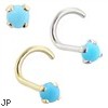 14K Gold Nose Screw with 2mm Round Turquoise