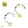 14K Gold Nose Screw with Canary Diamond, 20 Ga