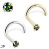 14K Gold Nose Screw with Green Tourmaline, 20 Ga