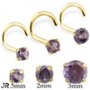 14K Gold Nose Screw With Round Alexandrite