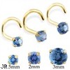 14K Gold Nose Screw with Round Blue Zircon