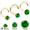 14K Gold Nose Screw With Round Emerald