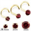 14K Gold Nose Screw With Round Garnet