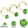 14K Gold Nose Screw With Round Peridot