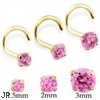 14K Gold Nose Screw With Round Pink Tourmaline