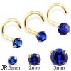 14K Gold Nose Screw With Round Sapphire