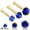 14K Gold Nose Screw with Round Sapphire