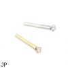 14K Gold Nose Stud with 1.5mm Round clear CZ, 20 Ga