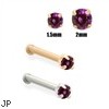 14K Gold Purple Diamond Nose Bone