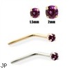 14K Gold Purple Diamond Nose Pin