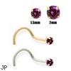 14K Gold Purple Diamond Nose Screw