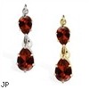 14K Gold reversed belly ring with double Garnet teardrop dangle