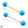 14K Gold straight barbell with TurquoiseBalls