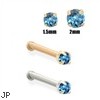 14K Gold Teal Blue Diamond Nose Bone