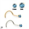 14K Gold Teal Blue Diamond Nose Screw