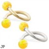 14K Gold twister barbell with Yellow opal balls , 14ga