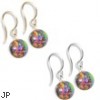 14K (Nickle Free) Gold Opal Earrings, Rainbow