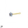 14K Real Yellow Gold Nose Bone With Star-Shaped CZ, 20 Ga