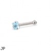 14K White Gold Nose Bone With Square Gem, 20 Ga