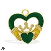 14K Yellow Gold Enameled Claddagh Heart Charm