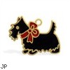 14K Yellow Gold Enameled Dog Charm