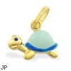 14K Yellow Gold Enameled Turtle Pendant