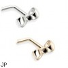 14K Yellow Gold Gold L-Shaped Nose Pin with Bow