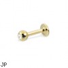 14K Yellow Gold Jeweled Labret, 14 Ga