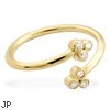 14K yellow gold toe ring with triple CZ ends