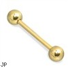 14K Yellow Gold Tongue Barbell, 14 Ga