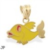 14K Yellow Gold Yellow Enameled Fish Pendant
