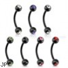 16G Matte Black Eyebrow Curved Barbell With CZ