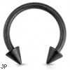 16G Matte Black Horseshoe with Spike Ends Surgical Steel