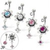 2-In-1 Belly Button Ring with Dangling Flower (Removable Charm!)