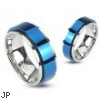 316L Stainless 2 Tone Double Layered Ring with Blue IP Spinning Center