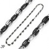 316L Stainless IP Black Two Tone Bean Link Necklace