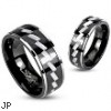 316L Stainless Steel Black IP 2 Tone Ring with Zigzagged Brushed Steel Center