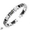 316L Stainless Steel Bracelet With Paved Gem & Maze Pattern Link