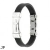 316L Stainless Steel Cross ID Plate Rubber Bracelet