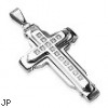 316L Stainless Steel Double Layered Square Gemmed Cross Pendant