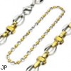 316L Stainless Steel Duo-Tone Tribal Maze Bean Chain Necklace