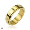 316L Stainless Steel Gold IP Roman Numerals Center Spinner Ring