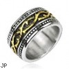 316L Stainless Steel Gold IP Tribal Vine Link Armor Wide Ring