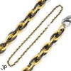 316L Stainless Steel IP Black and Gold Tri-Link Chain