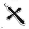 316L Stainless Steel Pendant. Black Cross