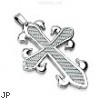 316L Stainless Steel Pendant. White Carbon Fiber Celtic Cross.