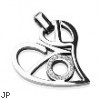 316L Stainless Steel Pendant with "LOVE" Heart with Multiple CZs